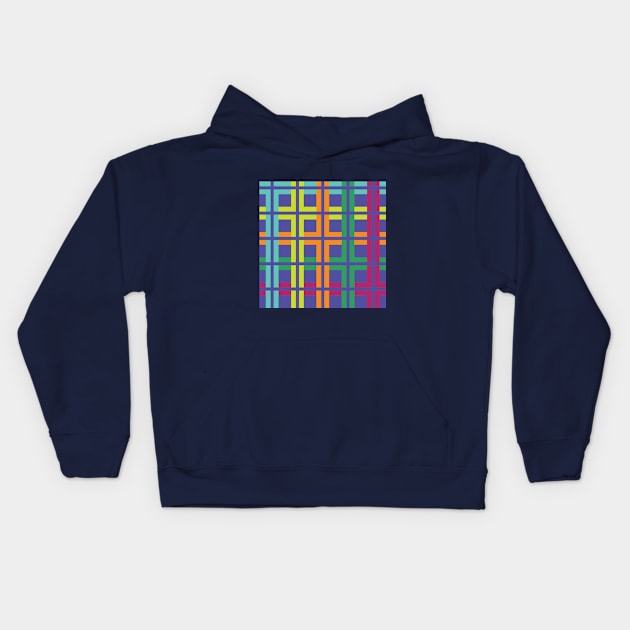 Colorful Checkered pattern Kids Hoodie by kallyfactory